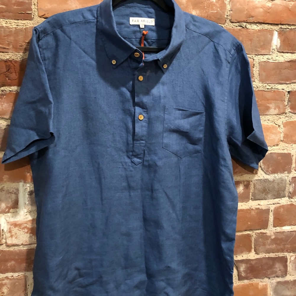 Far Afield short sleeve semi button down, medium